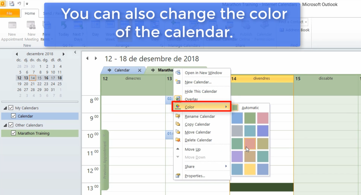 Working with multiple calendars in Outlook Accelari